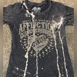 Affliction Black and White Splatter Tee